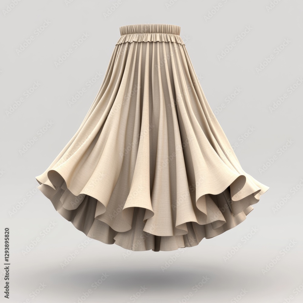 Elegant Bohemian Style Skirt 3D Rendering in Neutral Tone Elegant Bohemian Style Skirt 3D Rendering in Neutral Tone