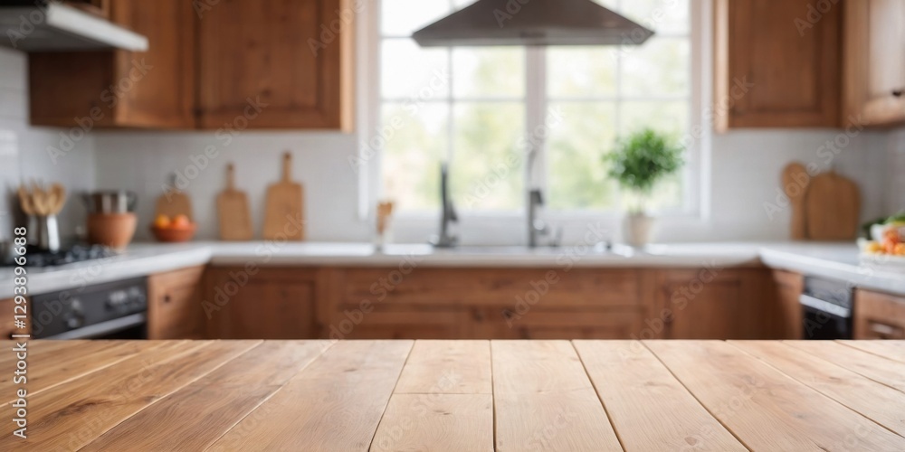 Cozy Kitchen Interior with Table and Organized Utensils Cozy Kitchen Interior with Table and Organized Utensils