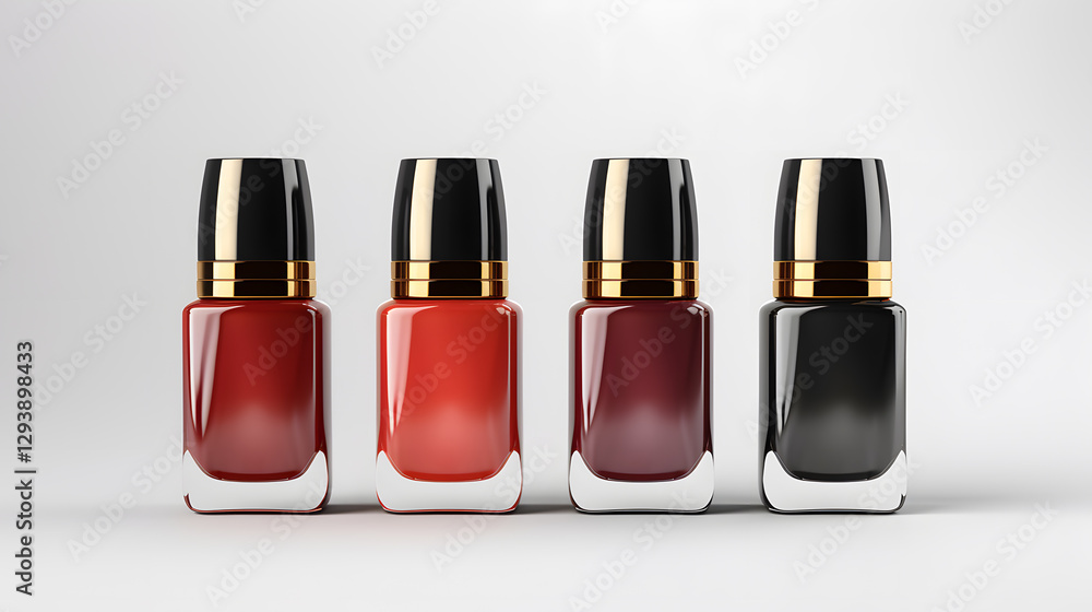 Nail polish bottles mock up, isolated on white background Nail polish bottles mock up, isolated on white background