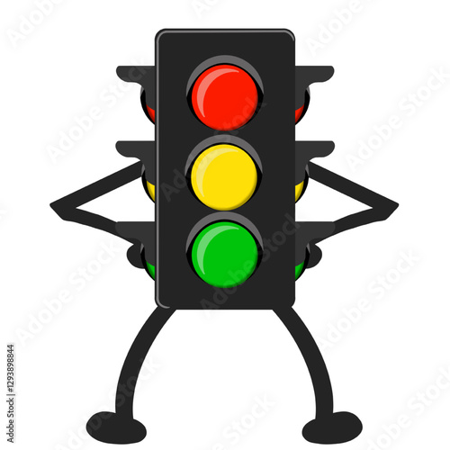 Illustration of traffic light cartoon with traffic sign