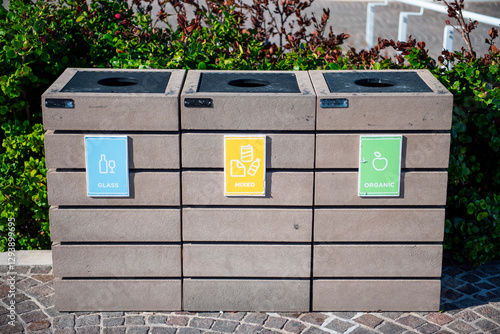 Recycling Bins for Glass, Mixed, and Organic Waste