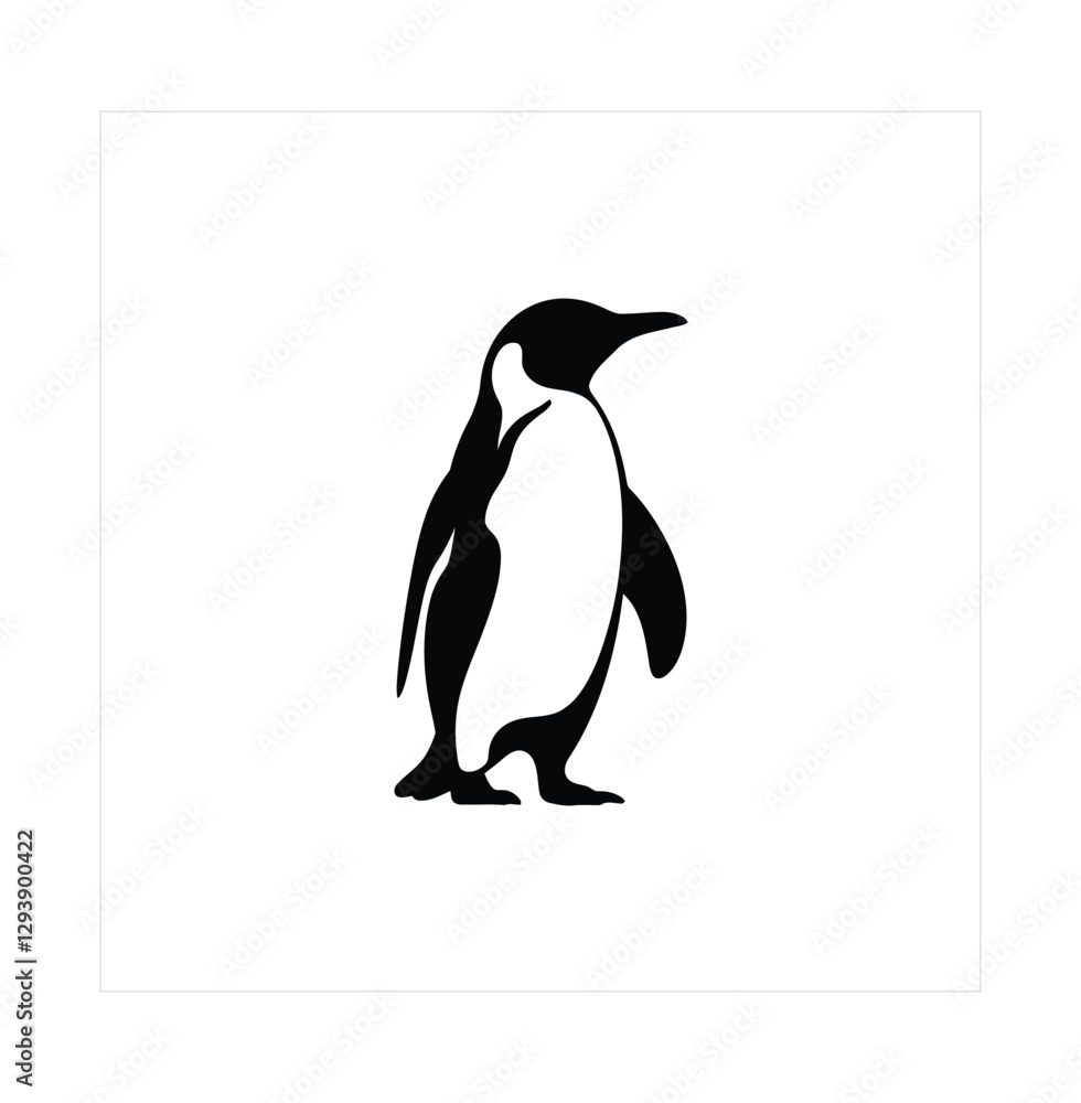 Naklejka premium Minimalist Black Penguin Silhouette Vector Logo on White Background