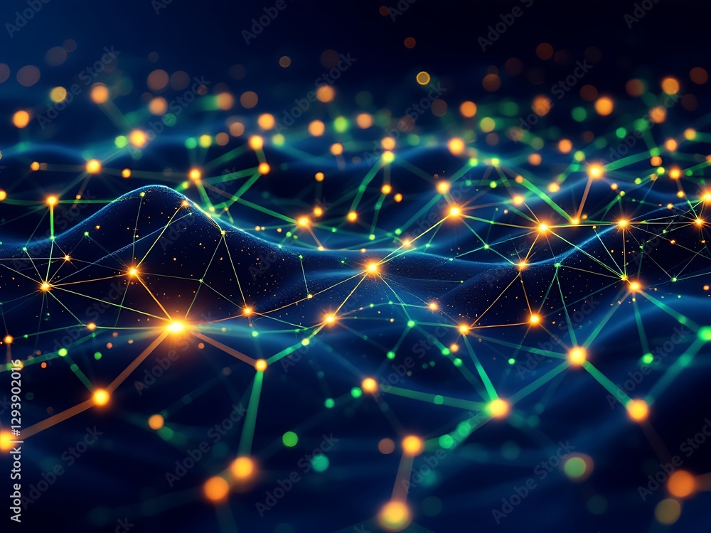 Fototapeta premium Abstract Digital Network Nodes and Connections Representing Data Flow Communication Technology