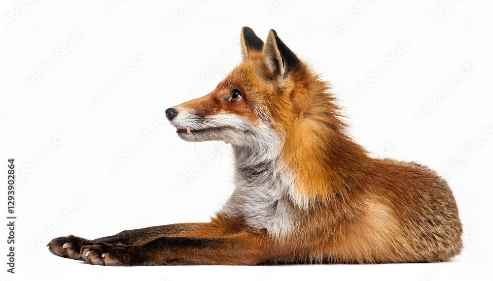 Twoyearold Red Fox gazing skyward against a serene backdrop, showcasing its vibrant red fur and intricate textures, capturing the curiosity of this wild majesty in an isolated setting. Twoyearold Red Fox gazing skyward against a serene backdrop, showcasing its vibrant red fur and intricate textures, capturing the curiosity of this wild majesty in an isolated setting.