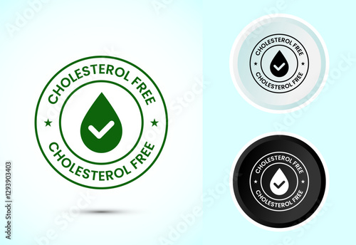 Cholesterol free icon, Cholesterol free logo badge, Suitable for product label, Color black and white