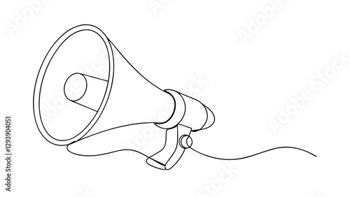 Simple Line Drawing of a Handheld Megaphone Announcement