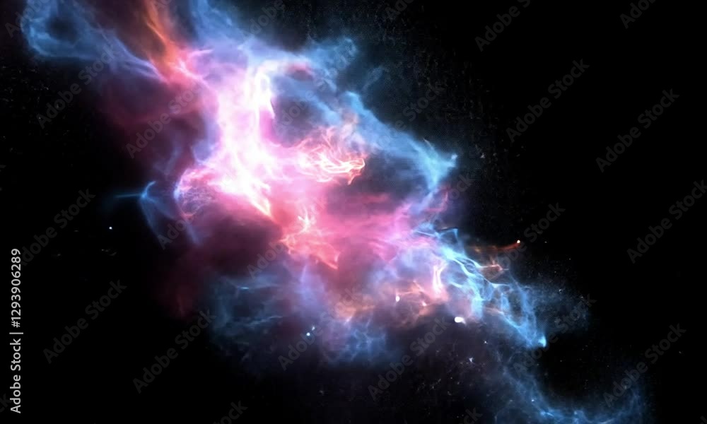 Realistic Fireworks Show on Cosmic Black Background with Colorful Light Trails in Shades of Blue Purple Red Realistic Fireworks Show on Cosmic Black Background with Colorful Light Trails in Shades of Blue Purple Red