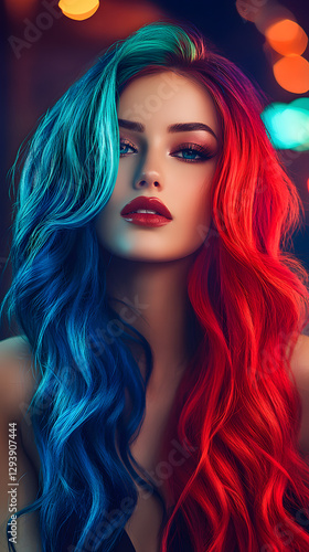 Wallpaper Mural A beautiful woman with colorful hair poses for the camera
 Torontodigital.ca