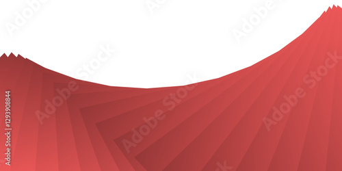A graphic design of layered triangles in varied shades of red, curving from the bottom left towards the upper right. The visual forms an abstract wave effect.