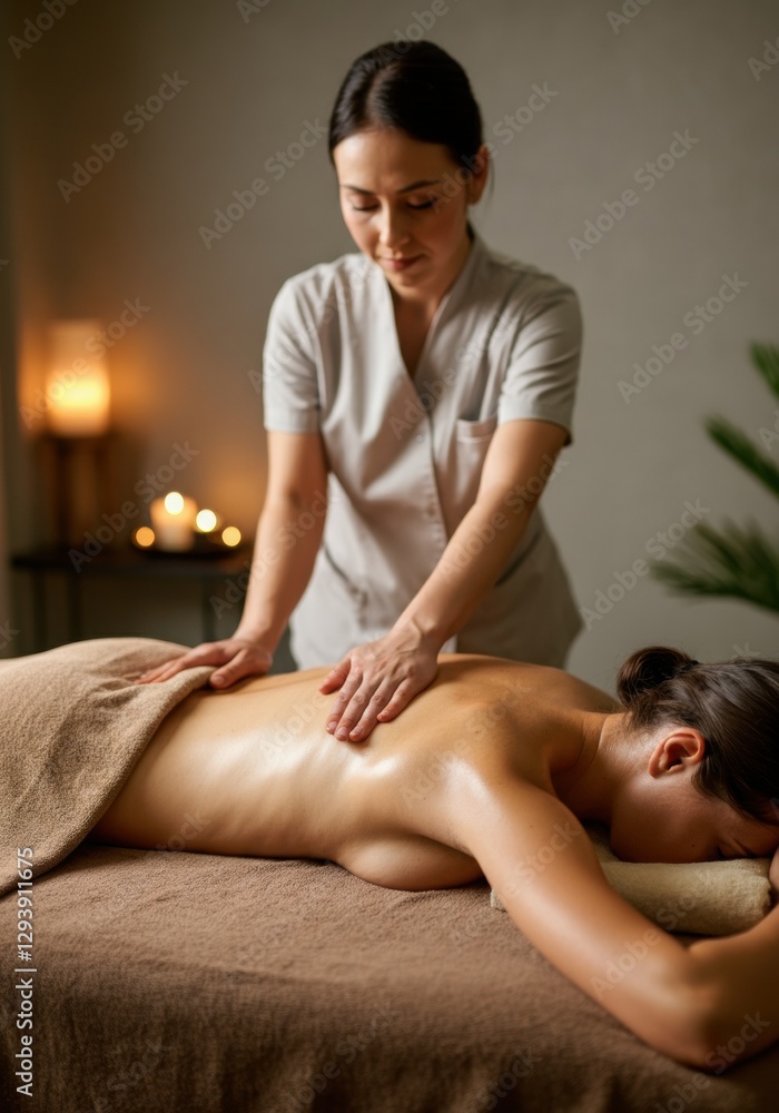Obraz premium Relaxing massage therapy session promoting wellness and relaxation