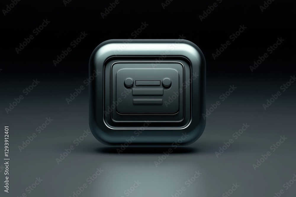 Abstract Black Icon with Smooth Edges on Dark Background Abstract Black Icon with Smooth Edges on Dark Background