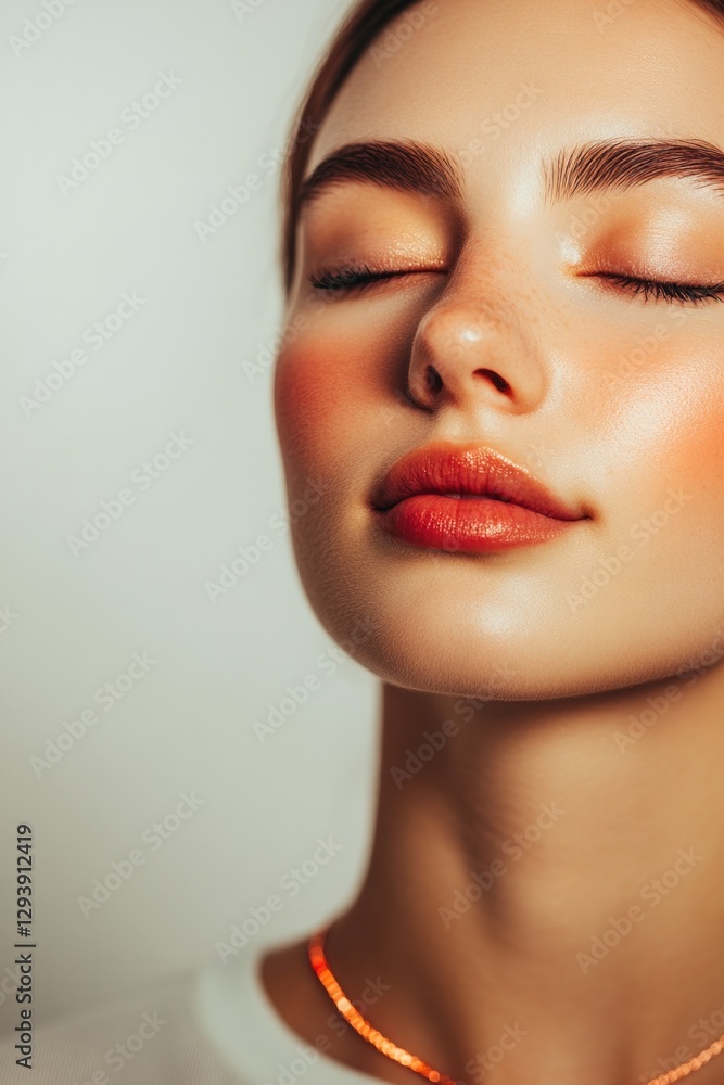 Radiant beauty captured in serene expression, highlighting soft Radiant beauty captured in serene expression, highlighting soft