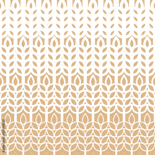 Wheat seamless pattern. Design wheat bread for prints. Repeated ear background. Repeating oat field. Texture malt. Beer grain. Rice flour. Bakery motif. Repeat graphic plant. Vector illustration