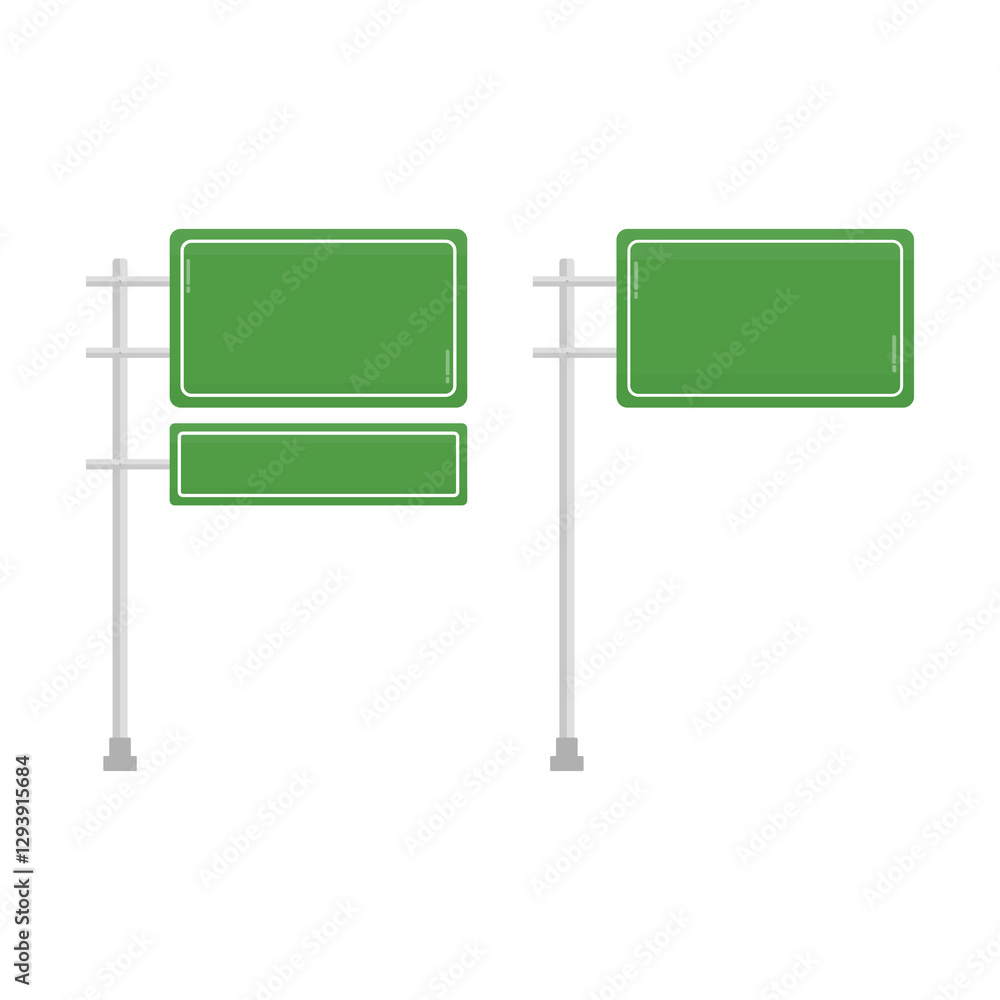 Fototapeta premium Directional Green Traffic Signs. Green Road Sign Illustration