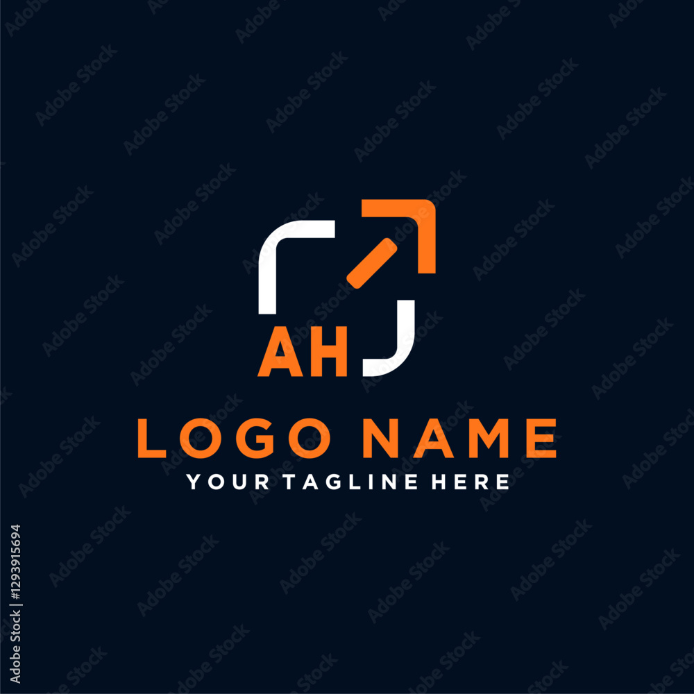 AH initials minimal modern technology logo design AH initials minimal modern technology logo design