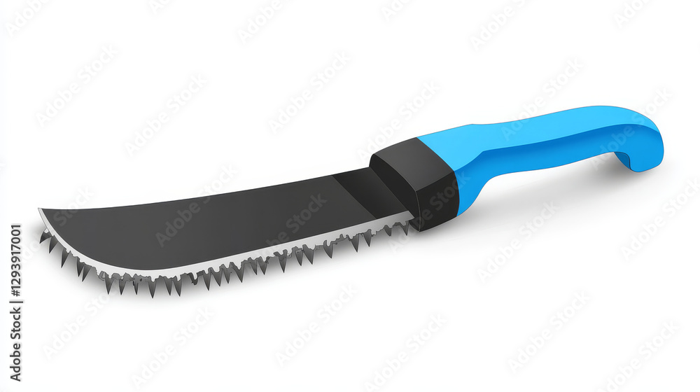 Hand saw with blue and black handle isolated on white. Saw for cutting wood, DIY tools concept vector illustration. Hand saw with blue and black handle isolated on white. Saw for cutting wood, DIY tools concept vector illustration.