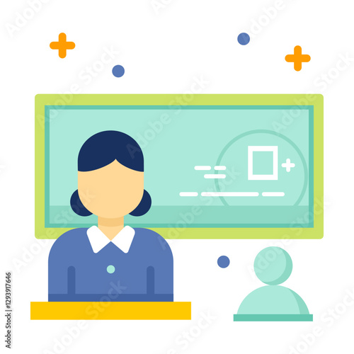 Education concept icon illustration. Back to school. Student answers at the board