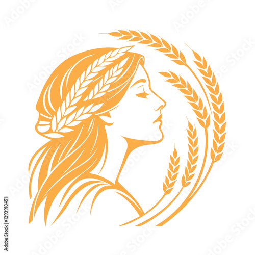 
vector portrait of a girl with spikelets