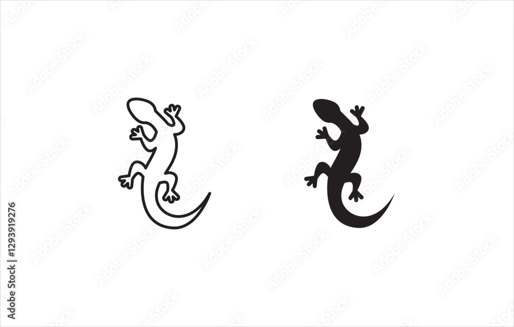 animal vector lizard salamander gecko crocodile and reptiles icon, sign, symbol, logo, illustration, editable stroke, flat design style isolated on white linear