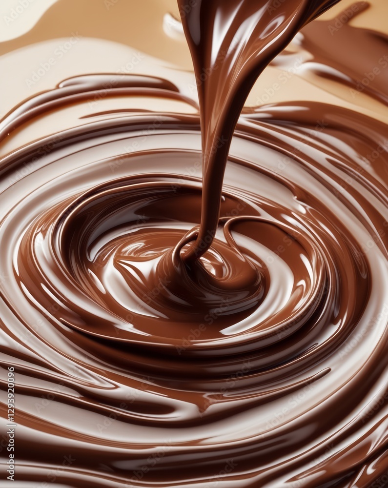 Rich milk chocolate flowing in beautiful swirling patterns design Rich milk chocolate flowing in beautiful swirling patterns design