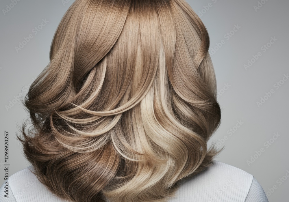 Naklejka premium Beautiful wavy hair with a stunning blend of blonde and brown tones