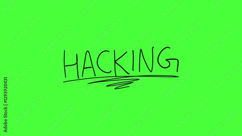 hacking word on green screen video. chroma key