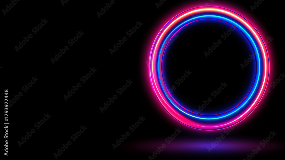 Neon Circle on Black: A vibrant, glowing neon circle pulsates with energy against a stark black backdrop, creating a striking visual contrast and modern aesthetic. Neon Circle on Black: A vibrant, glowing neon circle pulsates with energy against a stark black backdrop, creating a striking visual contrast and modern aesthetic.