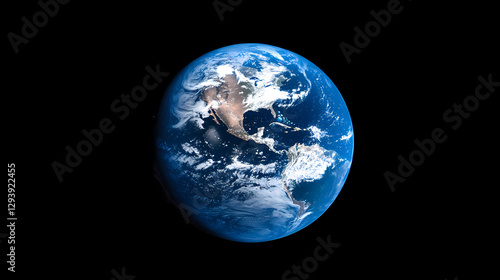 Earth Close-Up with Blue and White Clouds