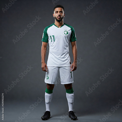portrait of a saudi football soccer player isolated 