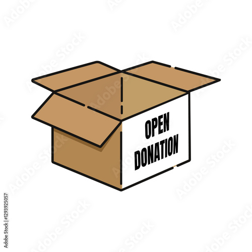 Empty Cardboard Box for Donations Illustration