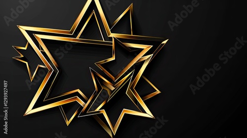 Logo design, a five-pointed star shape with sharp edges and a gold color