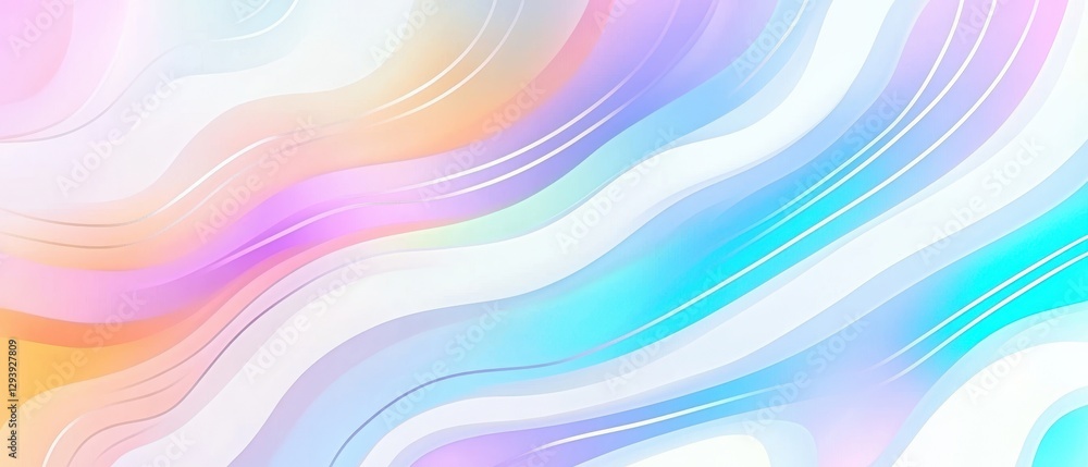 Colorful abstract design with wavy patterns in pastel hues, vibrant and playful