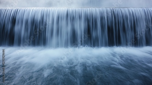 Serene waterfall cascading over rocks creating a misty atmosphere