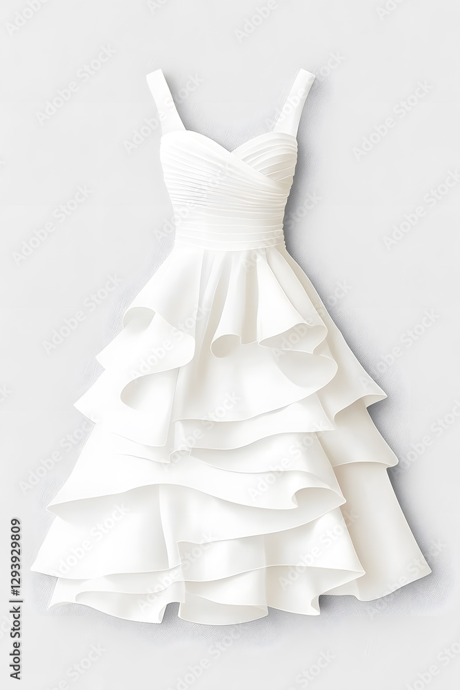 Fototapeta premium White wedding dress isolated on grey background