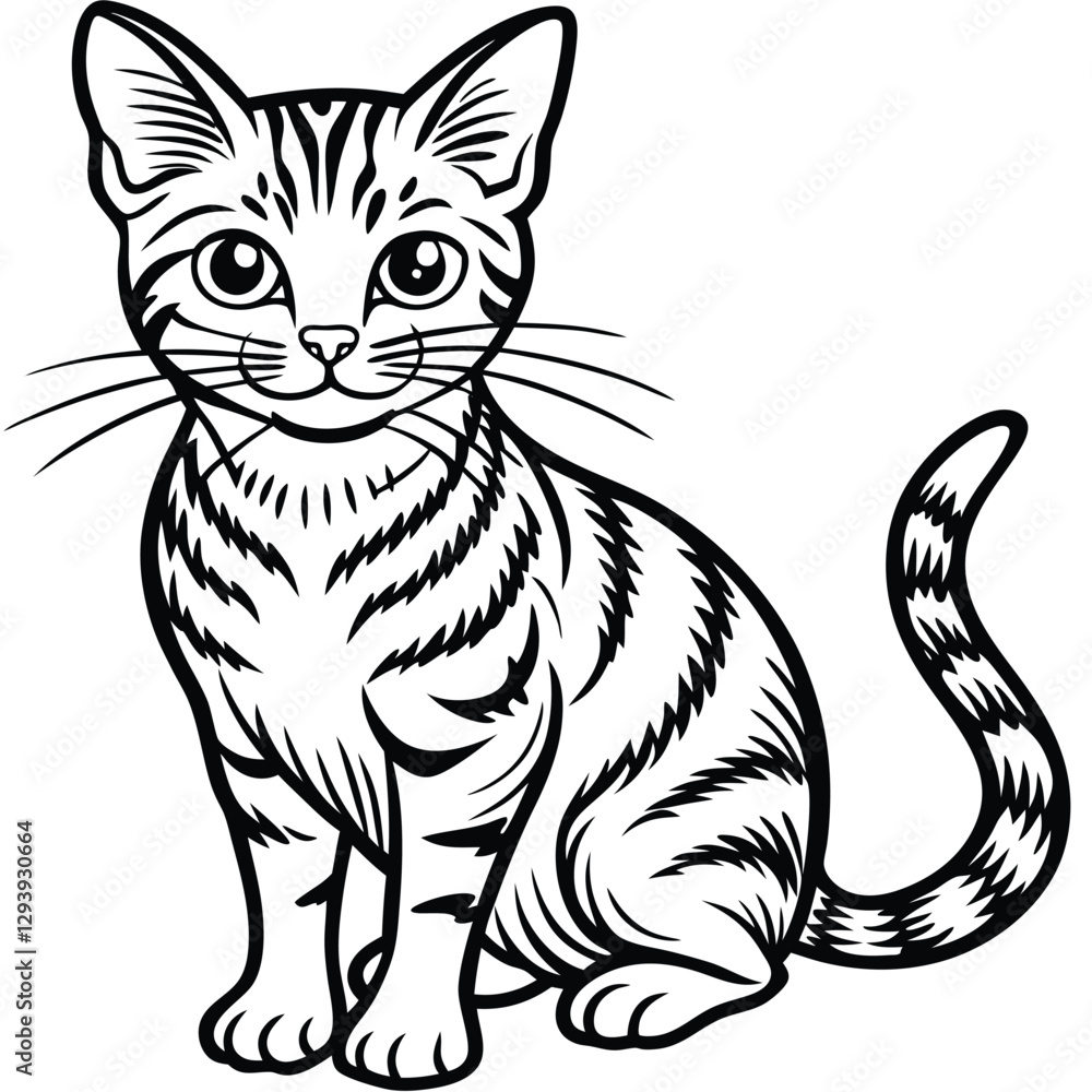 Obraz premium Hand drawn cat outline illustration