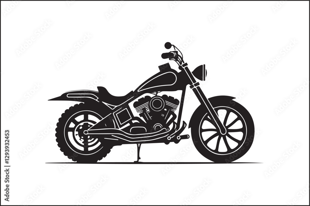 Obraz premium Elegant Vintage Motorcycle Vector Silhouette – Biker Lifestyle Art.