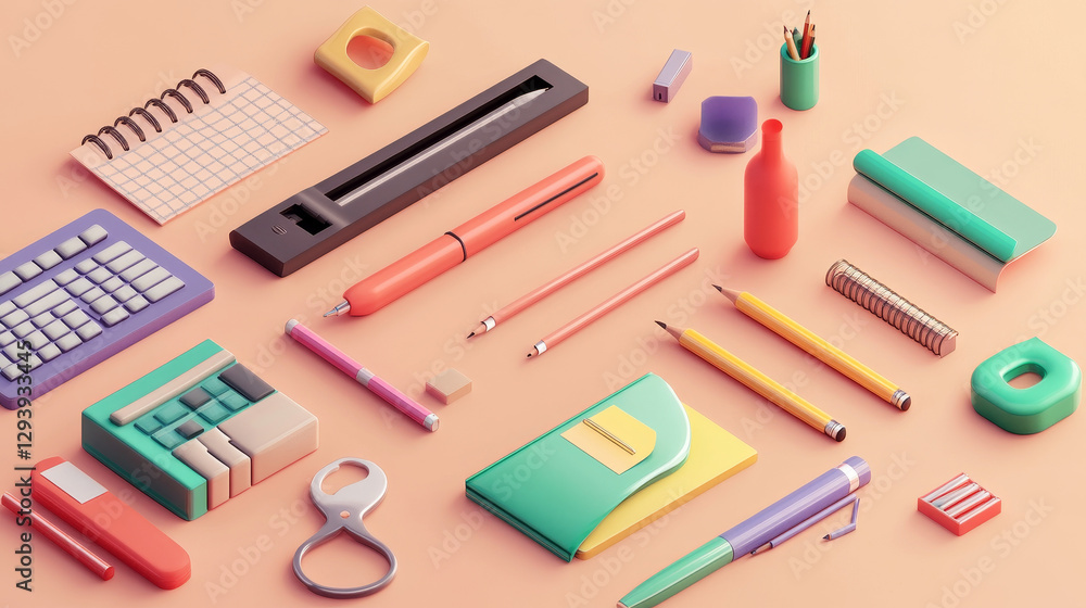 Stationery isometric icons vector illustration. Stationery isometric icons vector illustration.