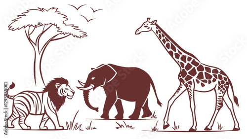 Hand drawn animal silhouette
