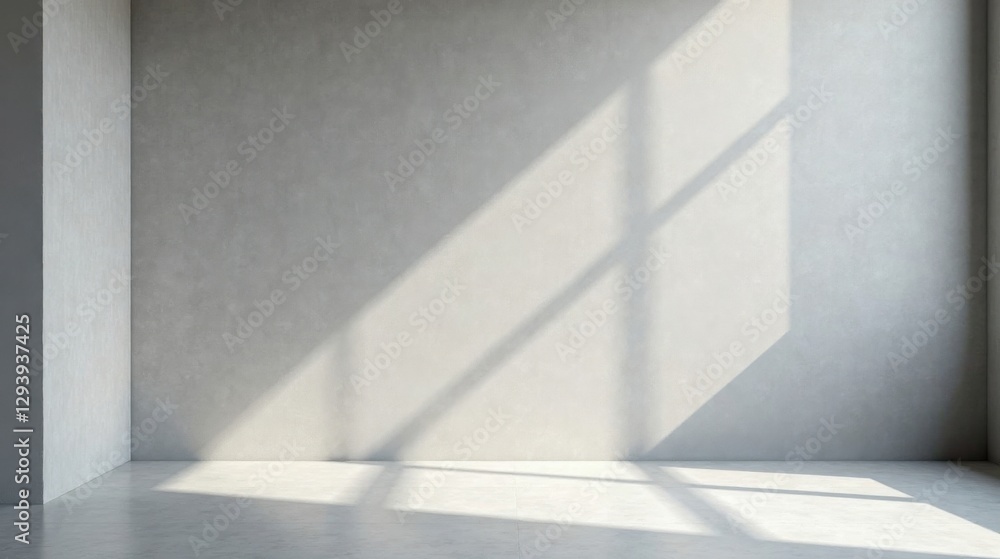 Empty Room with Sunlight Streaming Through Window Illuminating a Simple Interior Space Empty Room with Sunlight Streaming Through Window Illuminating a Simple Interior Space