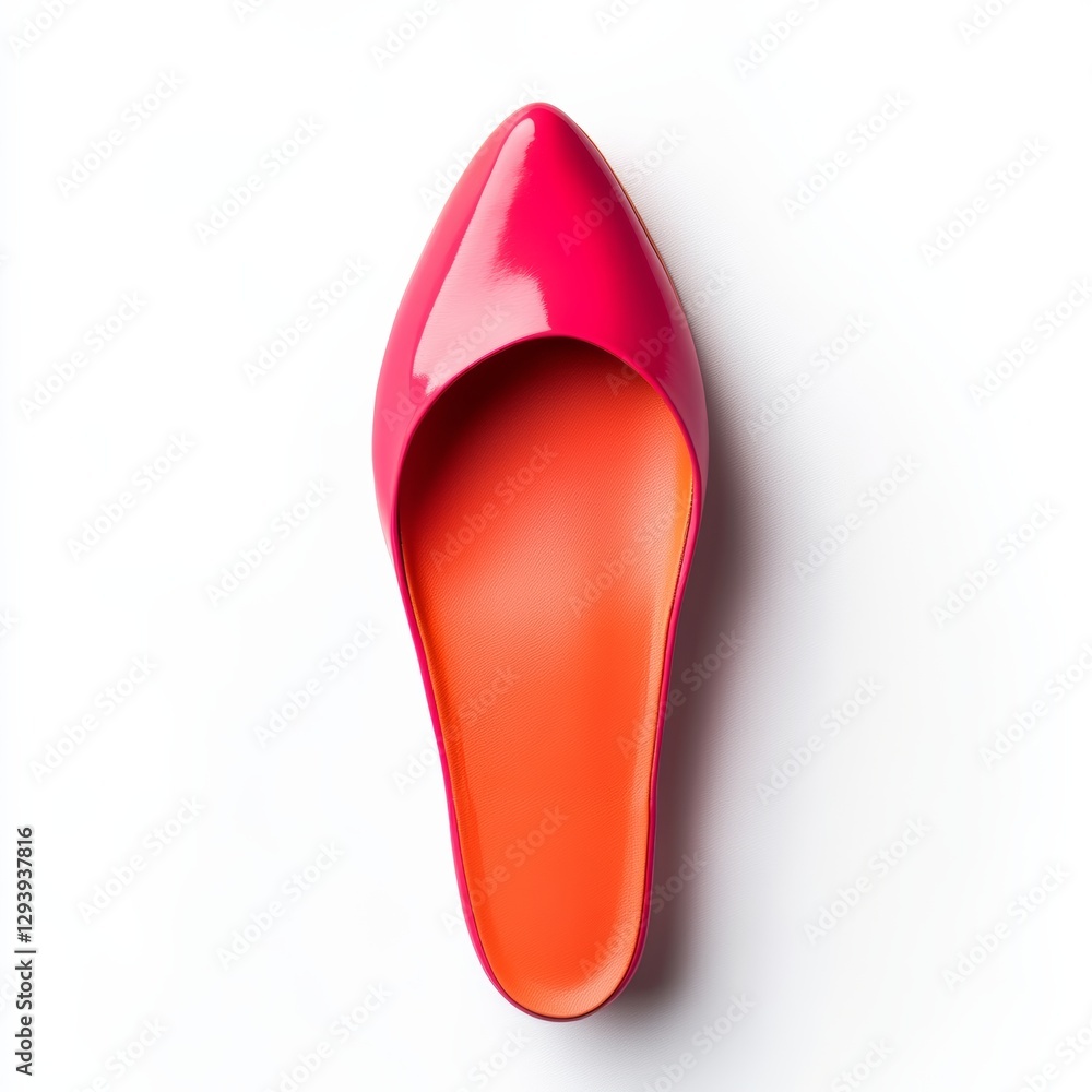 Elegant Single Ballet Flat Shoe in Bold Color from Above View Elegant Single Ballet Flat Shoe in Bold Color from Above View