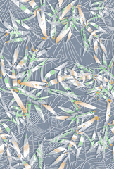 Papier peint photo Jungle Feuilles jungle aquarelle motif texturé vecteur  © Penguin Baby