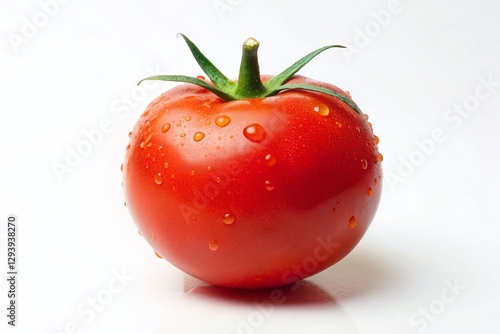Wallpaper Mural Fresh Red Tomato with Water Drops Isolated on White Background - Minimalist Stock Photo Torontodigital.ca