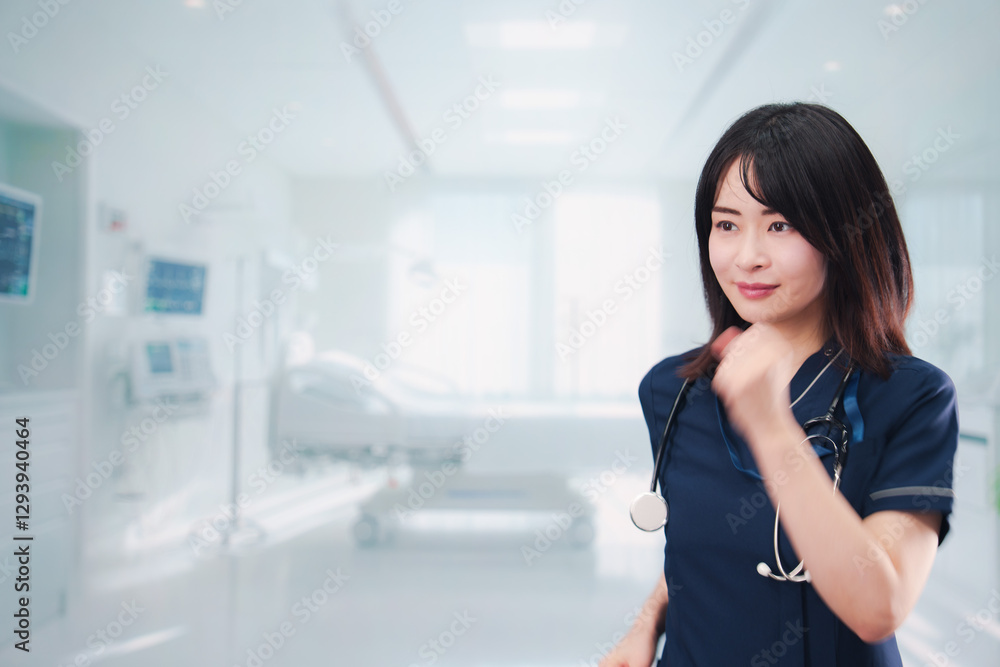 病院で忙しく働く女性のドクター