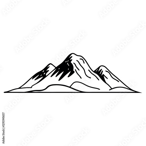 Elegant Black Line Art Mountain Vector