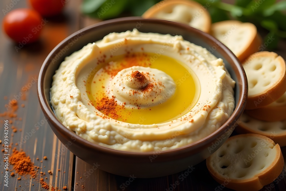 Freshly Made Hummus with Olive Oil and Spices Freshly Made Hummus with Olive Oil and Spices