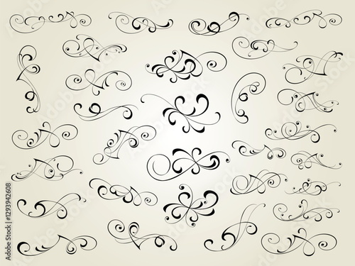 Set of  decorative elements for design isolated, editable. From the largest and best collection of decorative elements .