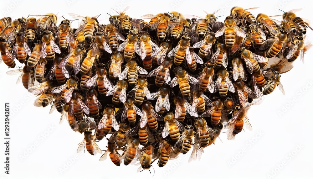 Striking Swarm of Bees against Transparent Background, Vibrant and Dynamic Colors Highlighting the Intricate Hive Life, Natures Buzzing Architecture in Detail. Striking Swarm of Bees against Transparent Background, Vibrant and Dynamic Colors Highlighting the Intricate Hive Life, Natures Buzzing Architecture in Detail.
