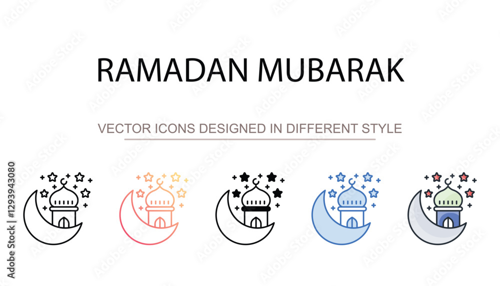 Ramadan Mubarak icon design with white background stock illustration Ramadan Mubarak icon design with white background stock illustration