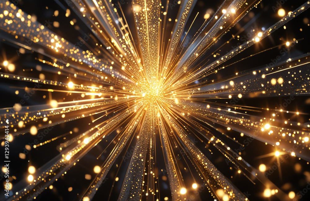 Shimmering Golden Light Rays with Sparkles Shimmering Golden Light Rays with Sparkles