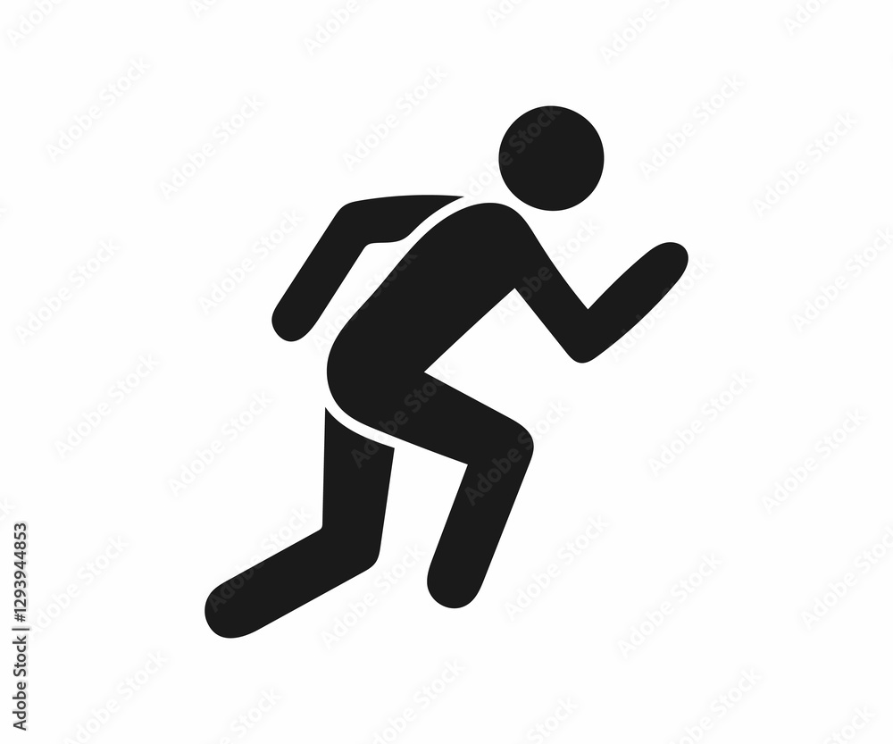 A straightforward, stylized icon depicts a person in a dynamic running pose. A straightforward, stylized icon depicts a person in a dynamic running pose.